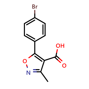 Chemical structure of 5-(4-Bromo-phenyl)-3-methyl-isoxazole-4-carboxylic acid , CAS 91182-60-4, AChemBlock O32825