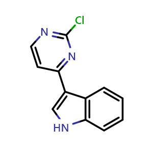 Chemical structure of 3-(2-Chloropyrimidin-4-yl)-1H-indole , CAS 945016-63-7, AChemBlock O32829