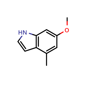 Chemical structure of 4-Methyl-6-methoxy-1H-indole , CAS 885521-27-7, AChemBlock O32894