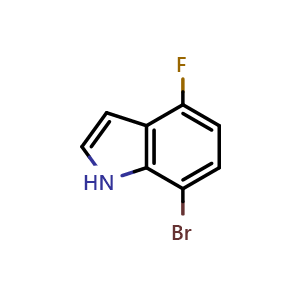 Chemical structure of 7-Bromo-4-fluoro-1H-indole , CAS 292636-09-0, AChemBlock O32896