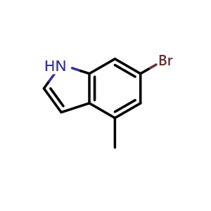 Chemical structure of 6-Bromo-4-methyl-1H-indole , CAS 885520-51-4, AChemBlock O32903