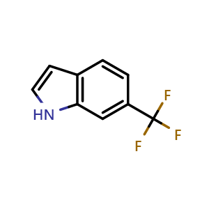 Chemical structure of 6-Trifluoromethyl-1H-indole , CAS 13544-43-9, AChemBlock O32919