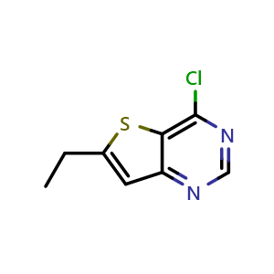 Chemical structure of 4-chloro-6-ethylthieno[3,2-d]pyrimidine , CAS 1408074-92-9, AChemBlock O32974
