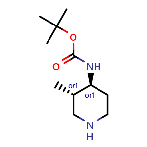 Chemical structure of tert-butyl N-[trans-3-methylpiperidin-4-yl]carbamate , CAS 473839-07-5, AChemBlock O32990