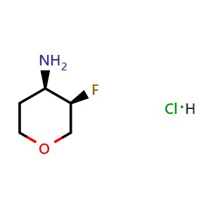 Chemical structure of (3R,4R)-3-fluorooxan-4-amine hydrochloride , CAS 1895912-86-3, AChemBlock O32994