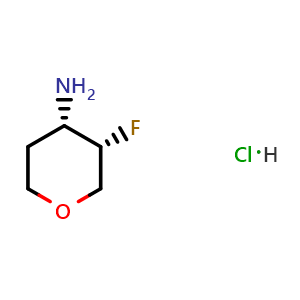 Chemical structure of (3S,4S)-3-fluorooxan-4-amine hydrochloride , CAS 1895912-87-4, AChemBlock O32995