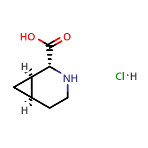 Chemical structure of cis-3-azabicyclo[4.1.0]heptane-2-carboxylic acid hydrochloride , CAS 2173637-36-8, AChemBlock O33017