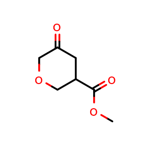 Chemical structure of methyl 5-oxooxane-3-carboxylate , CAS 127956-19-8, AChemBlock O33028