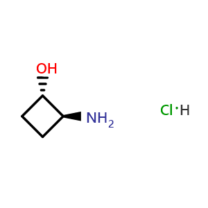 Chemical structure of (1S,2S)-2-aminocyclobutan-1-ol hydrochloride , CAS 1820572-14-2, AChemBlock O33030
