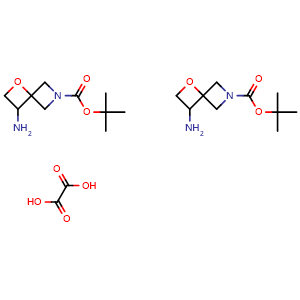 Chemical structure of oxalic acid; bis(tert-butyl 3-amino-1-oxa-6-azaspiro[3.3]heptane-6-carboxylate) , CAS 2173992-31-7, AChemBlock O33066