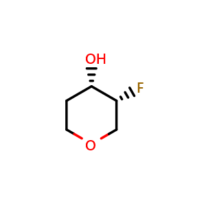 Chemical structure of (3R,4S)-3-fluorooxan-4-ol , CAS 1893404-91-5, AChemBlock O33074