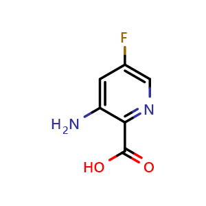 Chemical structure of 3-amino-5-fluoropyridine-2-carboxylic acid , CAS 1225225-14-8, AChemBlock O33092