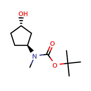Chemical structure of tert-butyl N-[(1S,3S)-3-hydroxycyclopentyl]-N-methylcarbamate , CAS 2165760-01-8, AChemBlock O33097