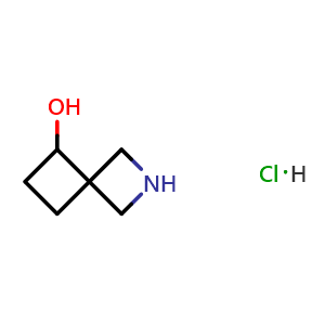 Chemical structure of 2-azaspiro[3.3]heptan-5-ol hydrochloride , CAS 2173991-60-9, AChemBlock O33101