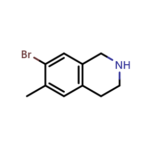 Chemical structure of 7-bromo-6-methyl-1,2,3,4-tetrahydroisoquinoline , CAS 780738-23-0, AChemBlock O33107