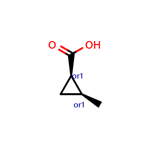 Chemical structure of cis-2-methylcyclopropanecarboxylic acid , CAS 6142-57-0, AChemBlock O33127