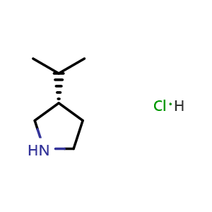 Chemical structure of (3S)-3-(propan-2-yl)pyrrolidine hydrochloride , CAS 2173052-12-3, AChemBlock O33128