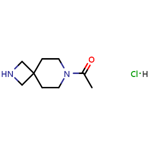 Chemical structure of 1-{2,7-diazaspiro[3.5]nonan-7-yl}ethan-1-one hydrochloride , CAS 2173992-33-9, AChemBlock O33131