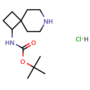 Chemical structure of tert-butyl N-{7-azaspiro[3.5]nonan-1-yl}carbamate hydrochloride , CAS 2173992-35-1, AChemBlock O33144