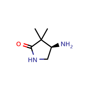 Chemical structure of (4R)-4-amino-3,3-dimethylpyrrolidin-2-one , CAS 1638744-44-1, AChemBlock O33145
