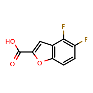 Chemical structure of 4,5-difluoro-1-benzofuran-2-carboxylic acid , CAS 1521284-52-5, AChemBlock O33168