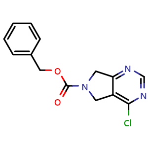 Chemical structure of benzyl 4-chloro-5H,6H,7H-pyrrolo[3,4-d]pyrimidine-6-carboxylate , CAS 1823247-17-1, AChemBlock O33170