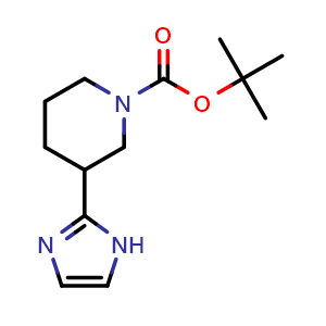 Chemical structure of tert-butyl 3-(1H-imidazol-2-yl)piperidine-1-carboxylate , CAS 1260672-41-0, AChemBlock O33171