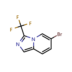 Chemical structure of 6-bromo-3-(trifluoromethyl)imidazo[1,5-a]pyridine , CAS 1262619-64-6, AChemBlock O33174
