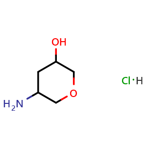 Chemical structure of 5-aminooxan-3-ol hydrochloride , CAS 2102408-50-2, AChemBlock O33183