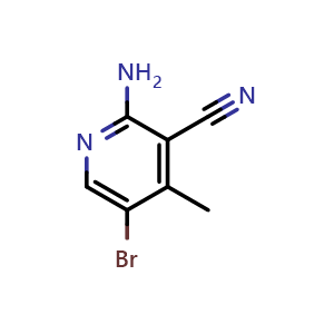 Chemical structure of 2-amino-5-bromo-4-methylpyridine-3-carbonitrile , CAS 180994-87-0, AChemBlock O33208