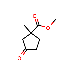Chemical structure of methyl 1-methyl-3-oxocyclopentane-1-carboxylate , CAS 32436-10-5, AChemBlock O33210