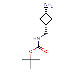 Chemical structure of cis-3-(boc-aminomethyl)cyclobutylamine , CAS 1363381-81-0, AChemBlock O33212