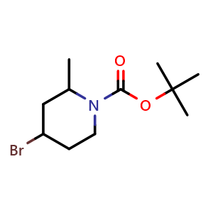 Chemical structure of tert-butyl 4-bromo-2-methylpiperidine-1-carboxylate , CAS 1281576-23-5, AChemBlock O33243