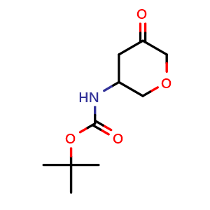 Chemical structure of tert-butyl N-(5-oxooxan-3-yl)carbamate , CAS 1638767-05-1, AChemBlock O33255