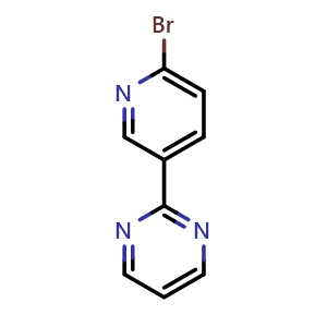 Chemical structure of 2-(6-bromopyridin-3-yl)pyrimidine , CAS 942189-65-3, AChemBlock O33272