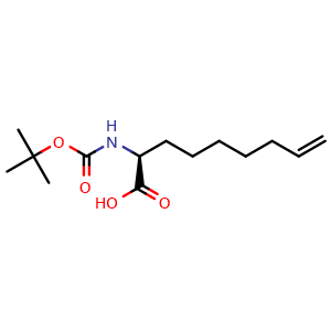 Chemical structure of (2S)-2-{[(tert-butoxy)carbonyl]amino}non-8-enoic acid , CAS 300831-21-4, AChemBlock O33276