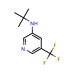 Chemical structure of N-tert-butyl-5-(trifluoromethyl)pyridin-3-amine , CAS 2173992-34-0, AChemBlock O33277