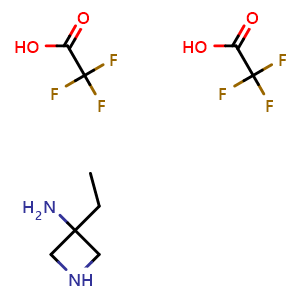 Chemical structure of 3-ethylazetidin-3-amine; bis(trifluoroacetic acid) , CAS 2173991-90-5, AChemBlock O33281