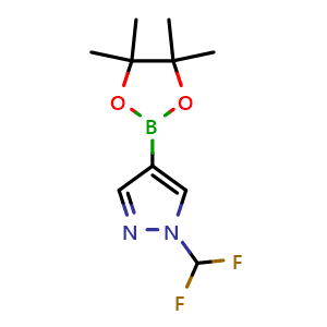 Chemical structure of 1-(difluoromethyl)-4-(tetramethyl-1,3,2-dioxaborolan-2-yl)-1H-pyrazole , CAS 1206640-82-5, AChemBlock O33311
