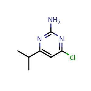 Chemical structure of 4-chloro-6-(propan-2-yl)pyrimidin-2-amine , CAS 73576-33-7, AChemBlock O33321