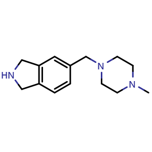 Chemical structure of 2,3-dihydro-5-[(4-methyl-1-piperazinyl)methyl]-1H-Isoindole , CAS 912999-93-0, AChemBlock O33334