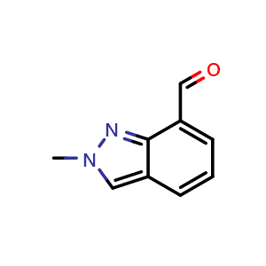 Chemical structure of 2-methyl-2H-indazole-7-carbaldehyde , CAS 1337880-42-8, AChemBlock O33350