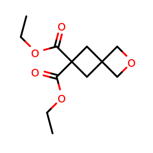 Chemical structure of 6,6-diethyl 2-oxaspiro[3.3]heptane-6,6-dicarboxylate , CAS 26593-41-9, AChemBlock O33378