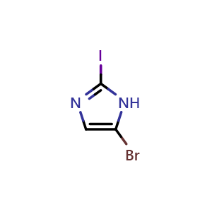 Chemical structure of 5-bromo-2-iodo-1H-imidazole , CAS 857811-78-0, AChemBlock O33384