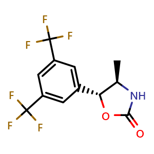 Chemical structure of (4R,5R)-5-[3,5-bis(trifluoromethyl)phenyl]-4-methyl-1,3-oxazolidin-2-one , CAS 875444-05-6, AChemBlock O33386