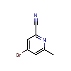 Chemical structure of 4-bromo-6-methylpyridine-2-carbonitrile , CAS 886372-53-8, AChemBlock O33416