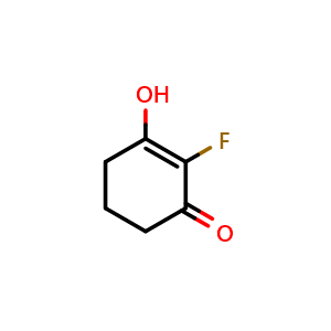 Chemical structure of 2-fluoro-3-hydroxycyclohex-2-en-1-one , CAS 183742-83-8, AChemBlock O33419