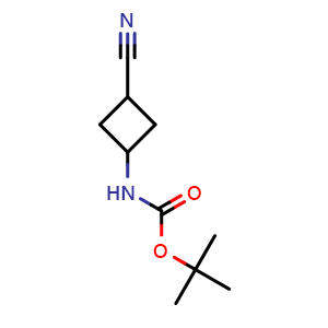 Chemical structure of tert-butyl N-(3-cyanocyclobutyl)carbamate , CAS 1393180-29-4, AChemBlock O33459