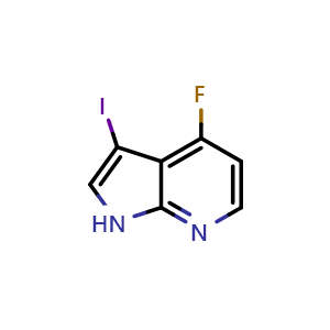 Chemical structure of 4-fluoro-3-iodo-1H-pyrrolo[2,3-b]pyridine , CAS 1190320-05-8, AChemBlock O33460