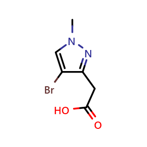 Chemical structure of 2-(4-bromo-1-methyl-1H-pyrazol-3-yl)acetic acid , CAS 1310379-41-9, AChemBlock O33464